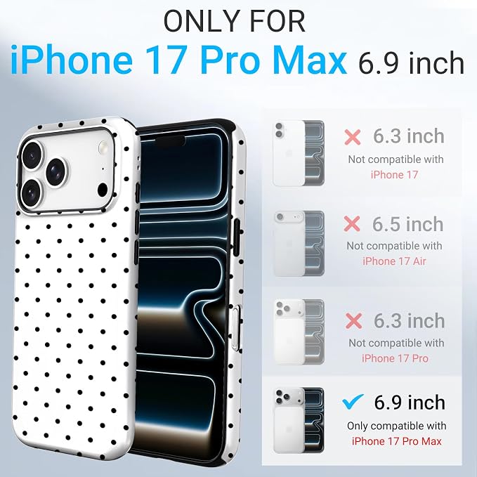 TPU Phone Case for iPhone 17 Pro Max, MagSafe Wireless Charging Compatible, Shockproof Slim Fit Protective Cover with Anti-Yellowing & Raised Camera Protection (Polka dot 8, iPhone 17 Pro Max(6.9")) - Image 2