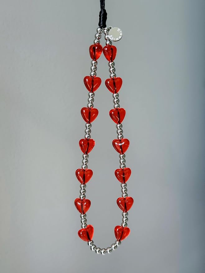 Drawwind Phone Charm Beaded Wristlet Strap Universal Cell Phone Lanyard Cute Bracelet Wrist Strap Beaded Chain String Handmade Accessories for Case Camera Bags (Lucky Love) - Image 3