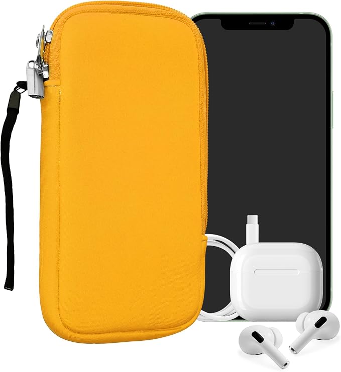 kwmobile Universal Phone Pouch Size XXL - 7" - Neoprene Smartphone Pouch with Zip - Water-Repellent Mobile Phone Case - Sleeve in Honey Yellow by kwmobile