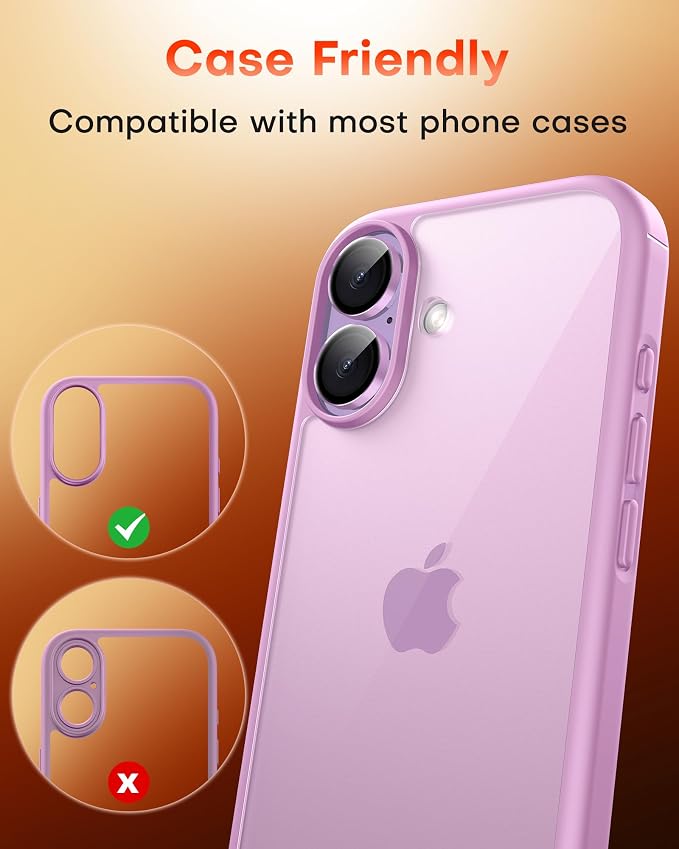 TOCOL Camera Lens Protector for iPhone 16 / iPhone 16 Plus Tempered Glass HD Individual Scratch Resistant Camera Cover Accessories Case Friendly 2 Pack（Pink） - Image 7
