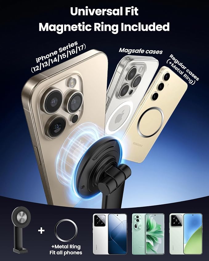 Magnetic Ring Light with Stand Tripod for iPhone – Evershop 10” Overhead Camera Mount, 70.8” Tall Adjustable Selfie Light with Phone Holder for Video Recording, Photography, Streaming - Image 6