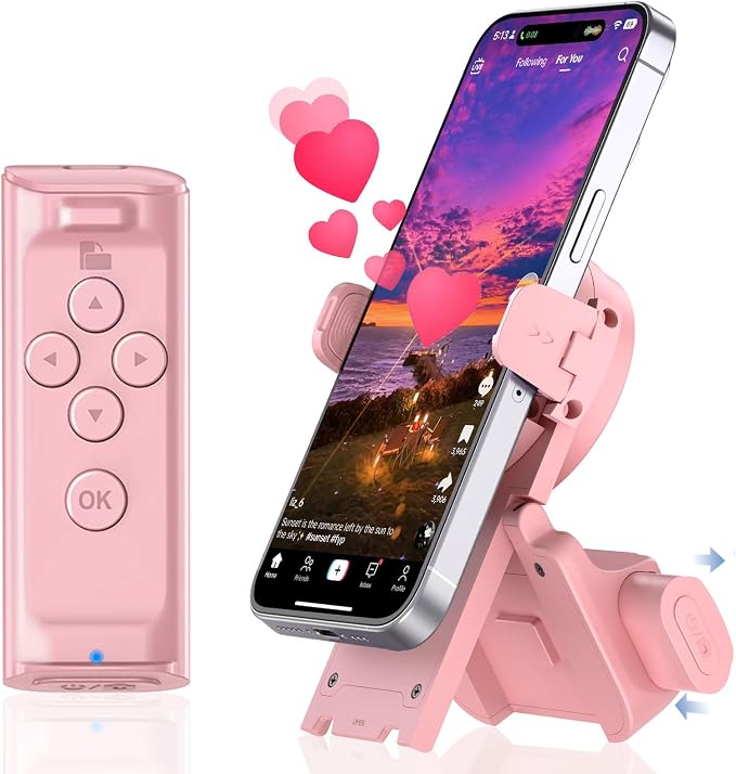 MILOUZ Remote Control Scrolling for Tiktok with Phone Stand,Page Turner for Kindle App E-Book,Bluetooth Camera Shutter Remote for iPhone, Android,iOS,iPad,Tablet by MILOUZ