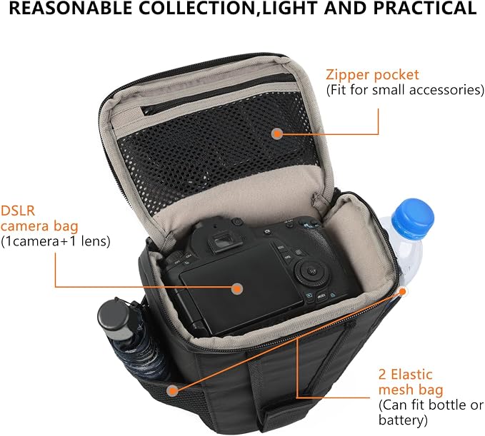 Besnfoto Camera Bag Small, Top-Load Holster Case for Mirrorless DSLR Compatible with Sony A7 IV, Canon R5 R6, Nikon Z6 Z7 with 24-70mm Lens, Compact Travel Shoulder Case with Belt Loop - Image 2