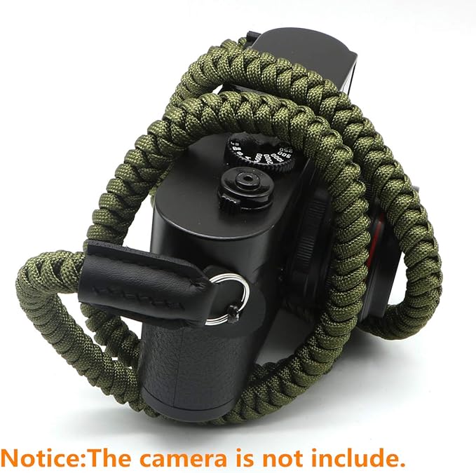 Paracord Woven Camera Neck Shoulder Strap Belt Hand Compatible with Canon Nikon Sony Olympus Pentax Fujifilm Panasonic SLR DSLR Digital Mirrorless Cameras 36inch Green - Image 5