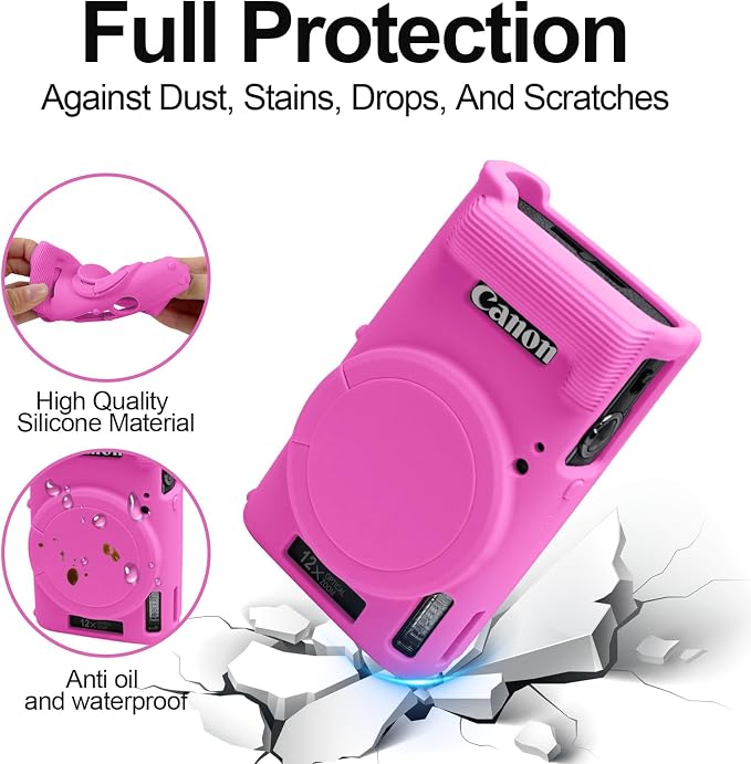 Easy Hood Camera Case for Canon ELPH 360/IXUS 285 HS/IXY 650 Camera,Rose | With Removable Lens Cover,Soft Silicone Protective Case,Anti-Scratch,Dustproof,Shockproof,Enhanced Grip,Camera Accessories - Image 3