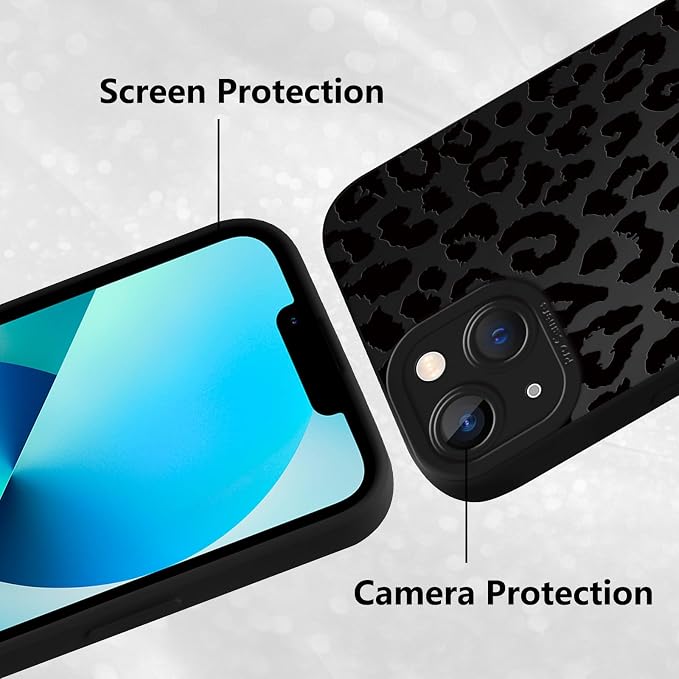Cute Black Cheetah Print Phone Case for iPhone 13 Mini 5.4" | Aesthetic Leopard Pattern Design Cover Full Camera Lens Protective Shockproof Soft Slim TPU Funda for Men Women Girls - Image 5