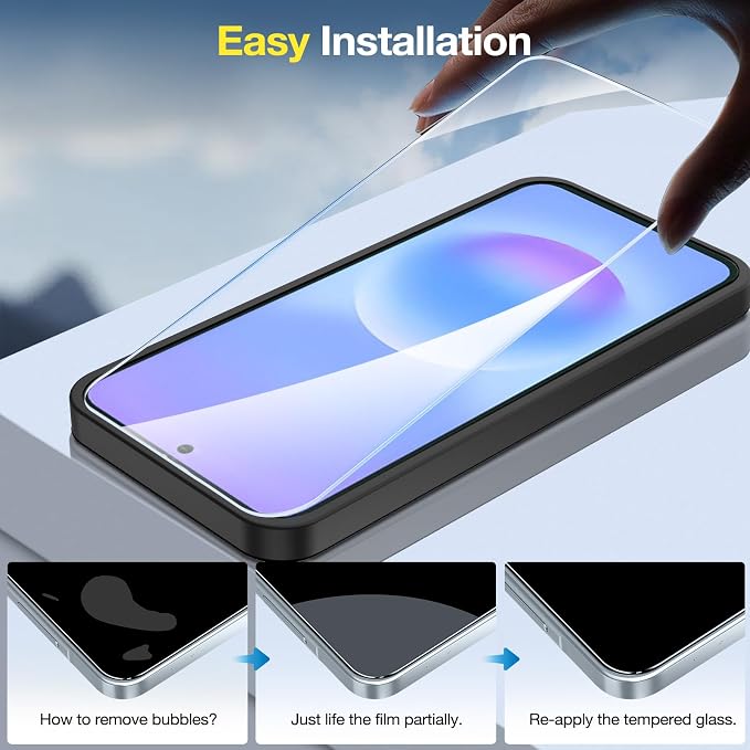 2+2 Pack for Samsung Galaxy A57 5G Screen Protector & Camera Lens Protector, Ultra HD Tempered Glass with Easy Installation Frame, Anti-Fingerprint, Anti-Scratch, Case Friendly, Bubble Free | 2+2 Pack, HD Clear Tempered Glass, Anti-Fingerprint, Anti-Sc... - Image 6