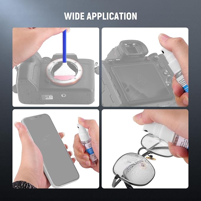 NEEWER 12 in 1 Camera Lens Cleaning Kit for DSLR Cameras, Electronics, Phones, Tablets, 10x Cleaning Swab for 16mm APS-C Sensor + 1x Cleaner Spray + 1x Cloth, HM-47 - Image 8