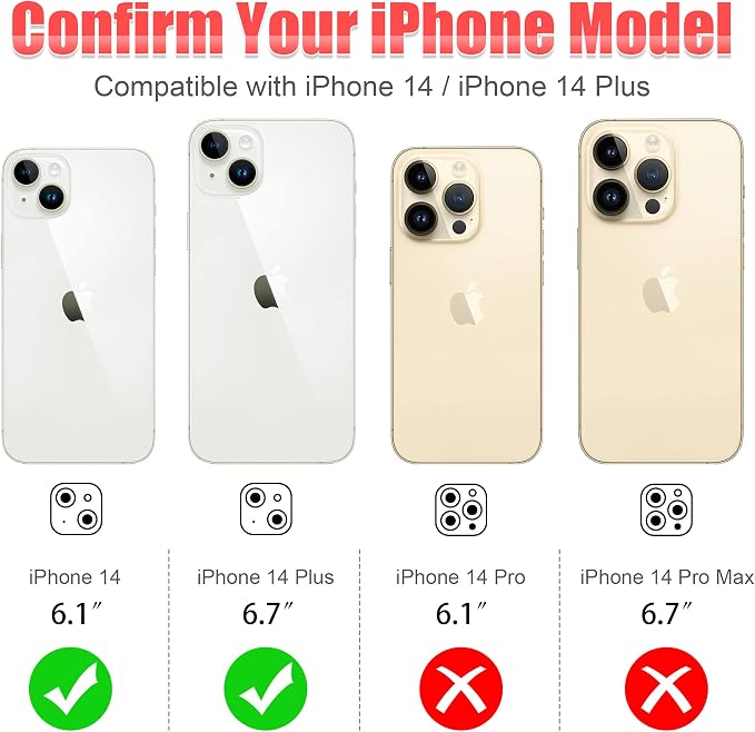 AGVEE 3+3 6 Pack for iPhone 14/14 Plus Camera Lens Protector Cover | Individual Bling Diamond & Bling Glitter Sparkle Cute Gem Metal Ring, 9H Tempered HD Glass - Image 2