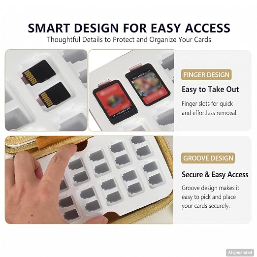 Game Card Case for Nintendo Switch, 72 Games and 144 MicroSD Cards, Gold | Hard EVA Memory Card Organizer with Removable EVA-PVC Trays, Fitted Slots and Finger Grooves for Easier Browsing - Image 6