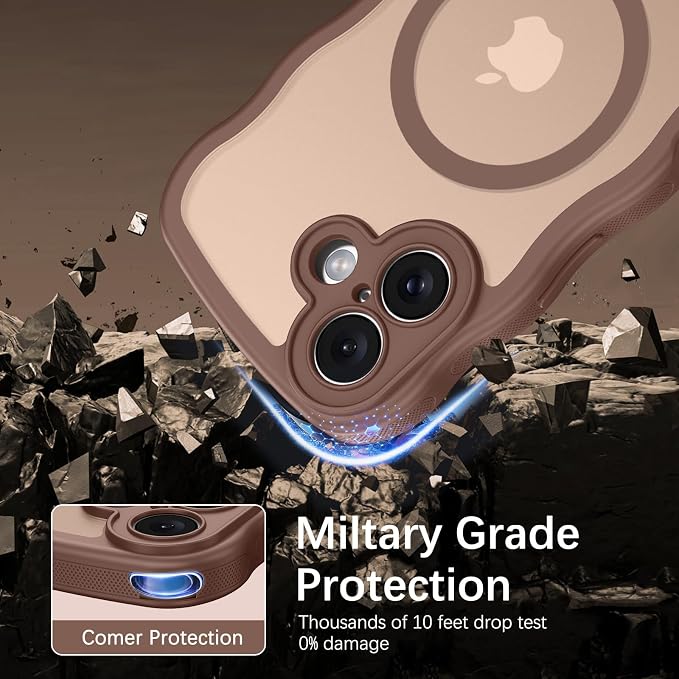 BENTOBEN Magnetic for iPhone 16 Case, Cute Wavy [Full Camera Protection][Compatible with MagSafe] Matte Anti-Slip Bumper Women Girls Boys Protective Cover for iPhone 16 6.1", Desert Titanium - Image 5