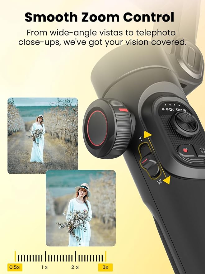 AOCHUAN XE AI Gimbal Stabilizer for Smartphone, No App AI Tracking | 3-axis foldable phone gimbal for iPhone, gesture control, 360° inception, AI tracking for TikTok, YouTube and vlogging - Image 5