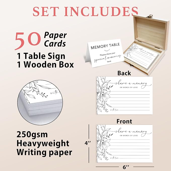 Share A Memory Card for Celebration Of Life - 50 Pcs Memorial Cards, Memory Box for Graduation Wedding, Funeral Keepsake for Celebration Of Life Decorations -A10 - Image 2