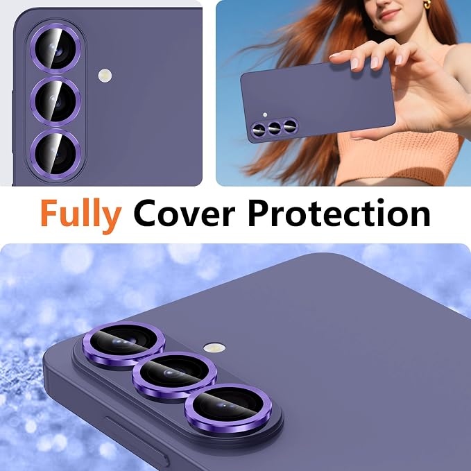 for Samsung Galaxy S26 Plus Camera Lens Protector, Individual Metal Ring Tempered Glass Lens Cover, [Strong Adsorption] Scratch Resistant Ultra-Thin HD Clear Lens Cover, 1 Set-Purple - Image 8