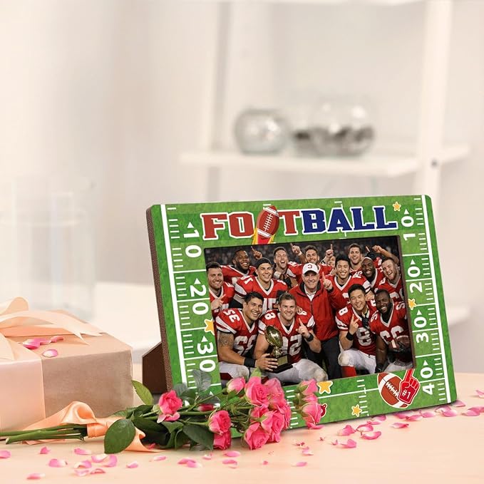 Football Picture Frame, Sports Theme Photo Frame for 4x6 Inches Photograph, Tabletop Display Frames for Team Player Coach, Gift to Sports Fans Friends, Home Decor Accessories - Image 4