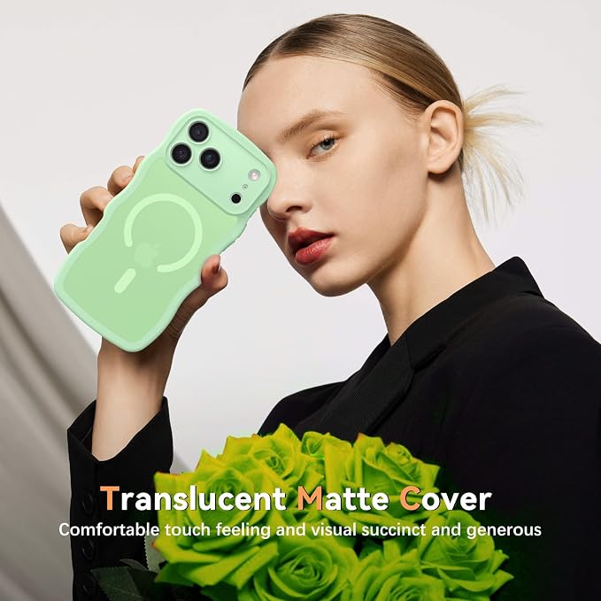 BENTOBEN Magnetic for iPhone 17 Pro Case, Cute Wavy Full Camera Protection [Compatible with MagSafe] Matte Anti-Slip Bumper Women Girls Boys Protective Cover for 17 Pro 6.3", Matcha Green - Image 7