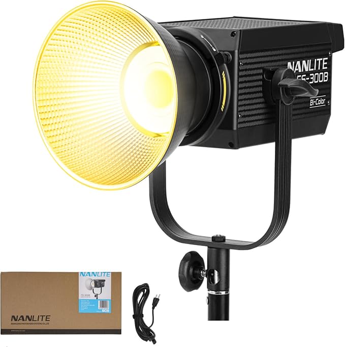 Nanlite FS-300B Bi-Color LED Video Light | 350W,2700K-6500K, CRI 96+, Bowens Mount, App Control, Professional Lighting for Photography YouTube & Live Streaming by Nanlite