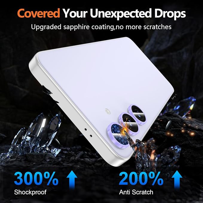 for Samsung Galaxy S25 FE Camera Lens Protector, Individual Metal Ring Tempered Glass Lens Cover, [Strong Adsorption] Scratch Resistant Ultra-Thin HD Clear Lens Cover, 1 Set-Purple Shine - Image 7