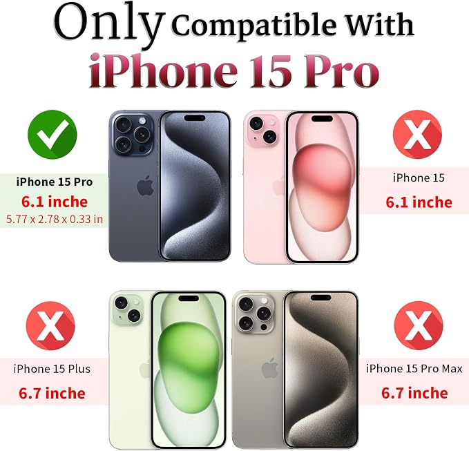 HNHYGETE for iPhone 15 Pro Case with HD Screen Protector: [Military Grade 20ft. Drop Tested] Slide Camera Cover Ring Shockproof Protective Phone Case for - iPhone 15 Pro (Black) - Image 2