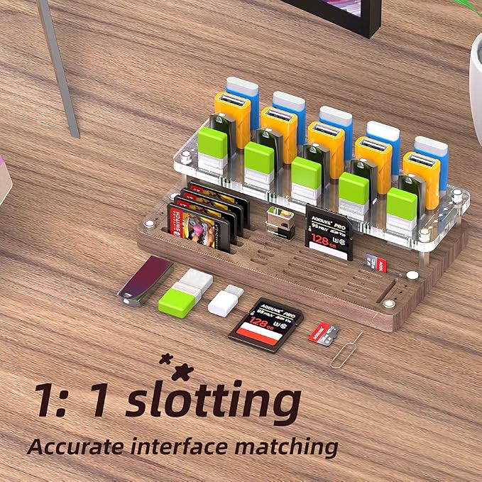 Wooden Memory Card Case for TF, SD, Micro SD Cards and USB Drives - Desk Holder and Carrying Case - AJSNH03MY - Image 4