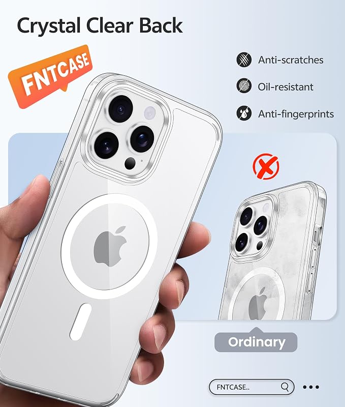 FNTCASE for iPhone 14 Pro Max Case, Fit for Magsafe, Glass Screen Protector | Anti Yellowing, Magnetic Phone Cases, 14FT Military Grade Drop Protection, Slim Shockproof Protective Cover, Clear - Image 6