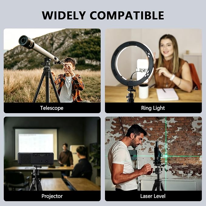 72" Travel Tripod for Camera and Phone, Lightweight Aluminum Tripod with Arca Ball Head, Phone Holder, Quick-Release Plate, Wireless Remote & Carry Bag for DSLR Smartphone Video Recording - Image 2