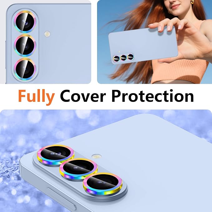 for Samsung Galaxy S26 Camera Lens Protector, Individual Metal Ring Tempered Glass Lens Cover, [Strong Adsorption] Scratch Resistant Ultra-Thin HD Clear Lens Cover, 1 Set-Colorful - Image 8