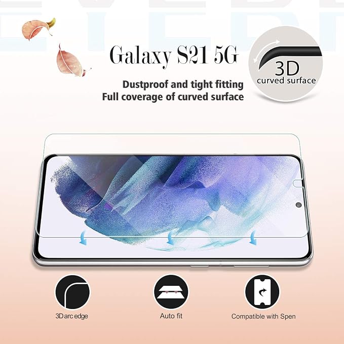 Galaxy S21 HD Clear Tempered Glass Screen Protector + Camera Lens Protectors, [2+2 Pack] [3D Glass] [Fingerprint Support] Screen Protector Glass For Samsung Galaxy S21 - Image 3