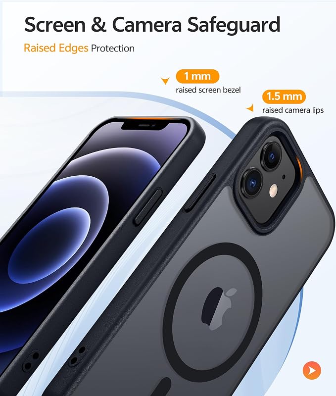 FNTCASE for iPhone 13/12 Mini Case, Fit for Magsafe, Translucent Matte Back | Magnetic Phone Cases, 14FT Military Grade Drop Protection, Slim Shockproof Protective Cover, Black - Image 4