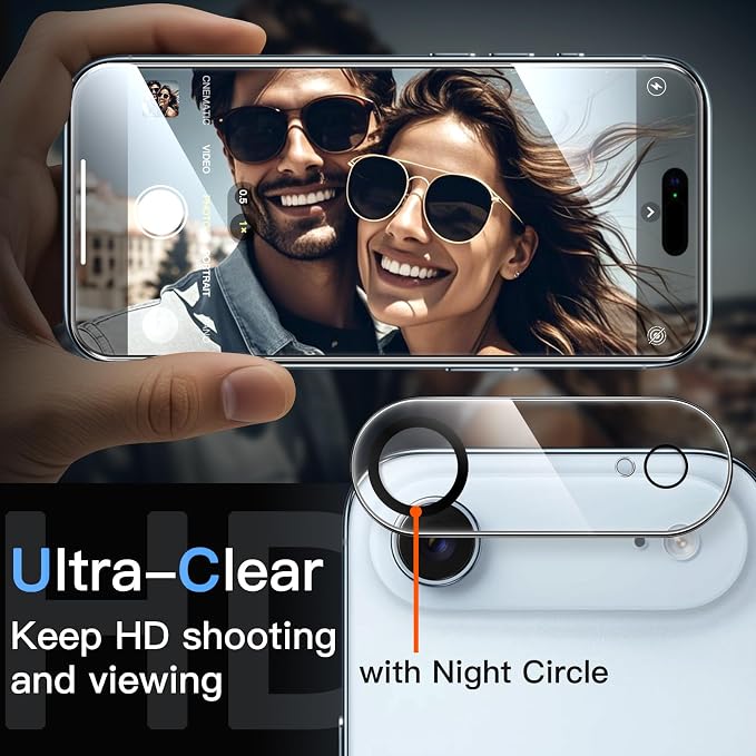 JETech Screen Protector for iPhone Air, 2+2 Pack | with Camera Lens Protector, HD Clear Tempered Glass, Anti-Scratch Protection, Easy Installation Tool - Image 5