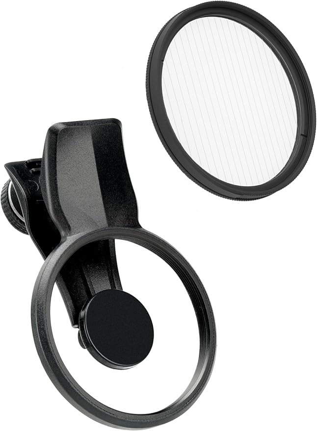 EXAPRO Smartphone Lens Filter Clip + Anamorflare Clear Filter Set, Ray-Like Flare Effect, forφ49mm Lens Filter, Rotating Frame Type, Compatible with iPhone/Android, EXP-FCAF-03CL by Kenko