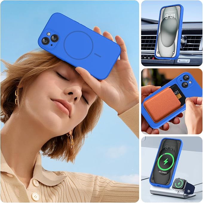 Miracase Silicone & Magnetic for iPhone 15 Case, Mediterranean Blue | Compatible with MagSafe, Soft Microfiber Lining, Premium Silicone Cover Shockproof Drop Protection Phone Case for 15 - Image 6