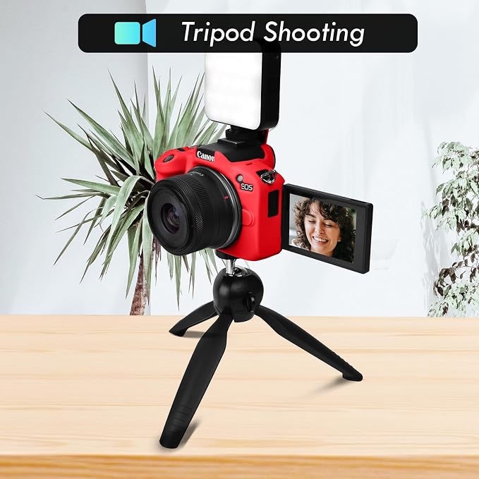 Rieibi EOSR50 EOS R50 Case, Soft Silicone Protective Case for Canon EOS R50 EOSR50 Vlogging Camera, Lightweight EOS R50 Camera Case Grip Cover Body Skin - Red - Image 6