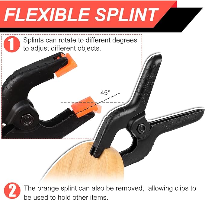8 Pack Spring Clamps, 4.5inch Plastic Clips, Small Backdrop Clips, Clamps Heavy Duty, Spring Clips for Crafts, Backdrop Stand, Woodworking, Photography Studios (Black) - Image 4