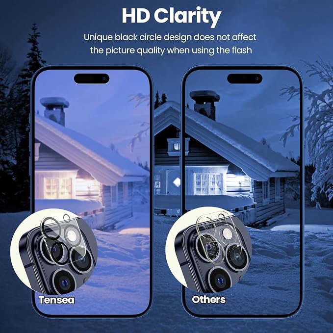 Tensea 3Pcs for iPhone 13 Pro / 13 Pro Max Camera Lens Protector | Tempered Glass Film Lens Cover Screen Protector, HD Clear, Full Edge to Edge, Case Friendly for iPhone 13Pro / 13 ProMax 6.7" - Image 6