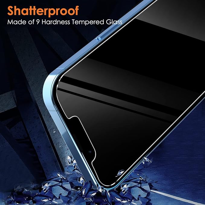 YMHML 3 Pack Privacy Screen Protector for iPhone 16e/14/13/13 Pro | Tempered Glass, 6.7 Inch, Anti Spy, Private, Shatterproof, Case Friendly Film, Easy Installation Tool, Anti-Scratch - Image 4
