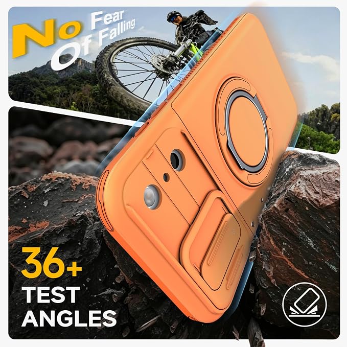 for iPhone 17 Pro Wallet Case with Card Holder Slide Camera Cover Ring Stand Kickstand Heavy Duty Protective Case with Screen Protector for iPhone 17 Pro (Orange) - Image 8