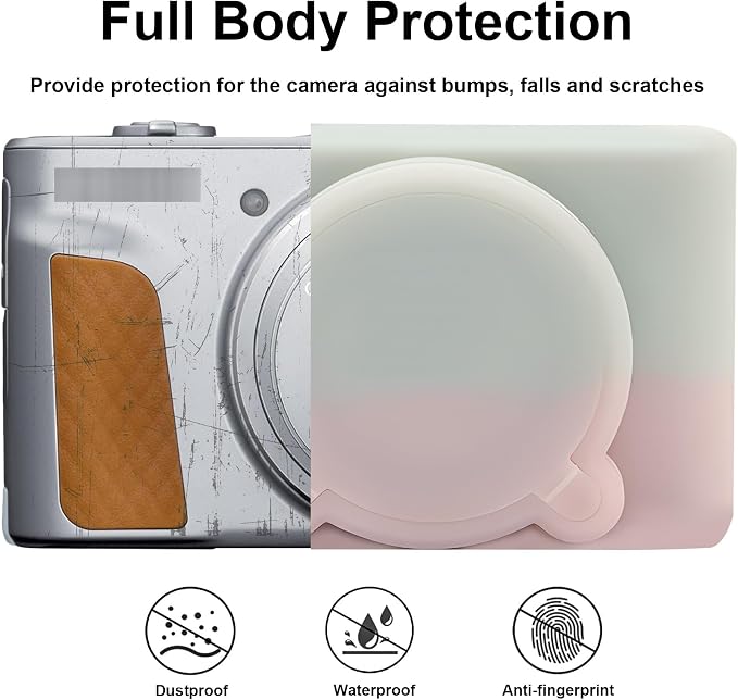 BOVKE Silicone Camera Case for Canon PowerShot SX740 / SX730 Digital Camera, SX740 HS Soft Protective Case Cover Rubber Camera Slim Fit Sleeve with Removable Lens Cover, Jelly Pink Green - Image 3