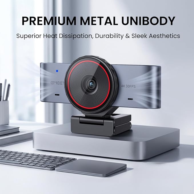 EMEET C960 Ultra 4K Webcam for Mac & PC, 1/1.5" Large Sensor, Metal Body | 0.2s Autofocus, DRC, Whiteboard Mode, Built-in Privacy Cover, 2 Mics, USB Webcam 4K for Meetings, Streaming, Content Creation - Image 5