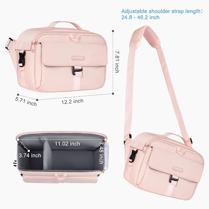 MOSISO Camera Shoulder Bag Camera Case Crossbody Sling Purse, Pink | DSLR/SLR/Mirrorless Compact Padded Photography Handbag with Rain Cover Compatible with Canon/Nikon/Sony Cameras and Lenses - Image 3