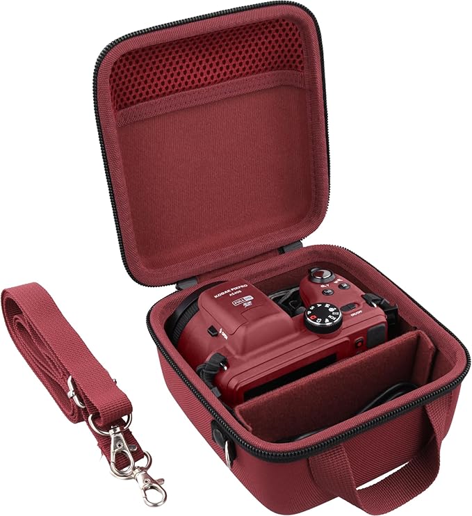 Case for KODAK PIXPRO AZ653/AZ401/AZ405/AZ425/AZ528 Digital Camera | Protective Storage Box, Portable Carrying Box, Smooth Zipper, Travel-ready, Shoulder Strap Covenient to Carry, Red Case - Image 2
