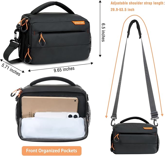 MOSISO Small Camera Bag for Photographers, Camera Shoulder Bags, Black | DSLR/SLR/Mirrorless Cameras,Waterproof Crossbody Padded Photography Bag with Rain Cover for Canon/Nikon/Sony - Image 5