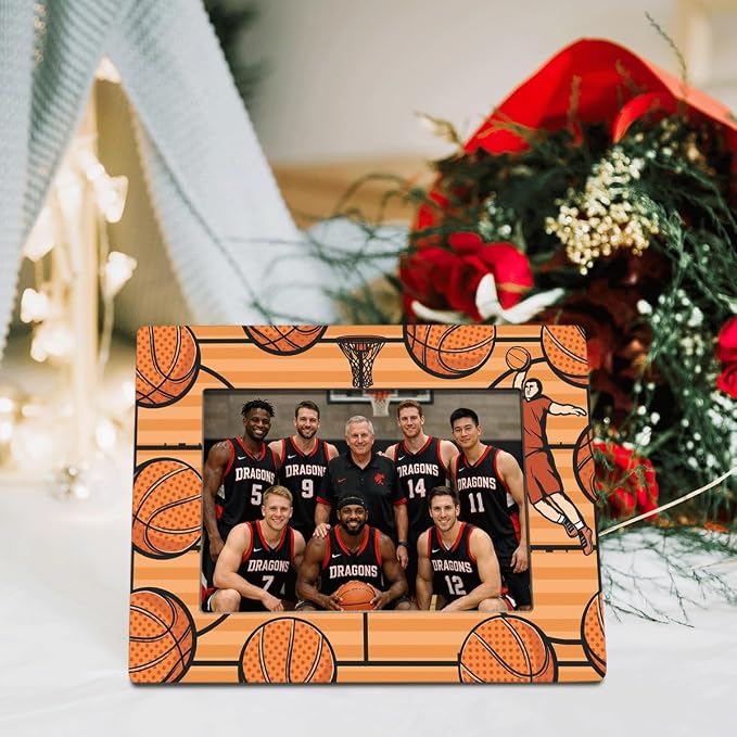 Basketball Picture Frame, Sports Themed Photo Frame, Tabletop Display Frames for Basketball Players and Coaches, Sports Decor for Home Office, Insert 4x6 Inches Photos - Image 3