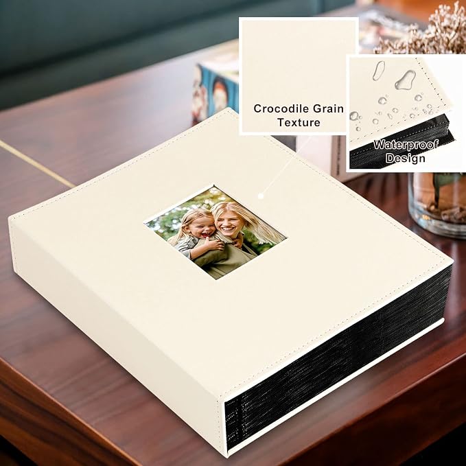 Ywlake Photo Album 4x6 400 Pockets, Leather Photo Albums Holds 400 Vertical Pictures Only Beige - Image 2