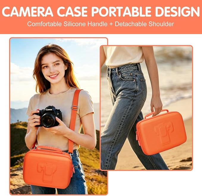 L LTGEM Hard Camera Case Compatible with Canon EOS Rebel T7, R50, R6 Mark II, R100, DSLR SLR Cameras, Lenses, and Tripods, Camera Travel Bag, Featuring 4 Dividers and a Shoulder Strap, Dark Gray - Image 3