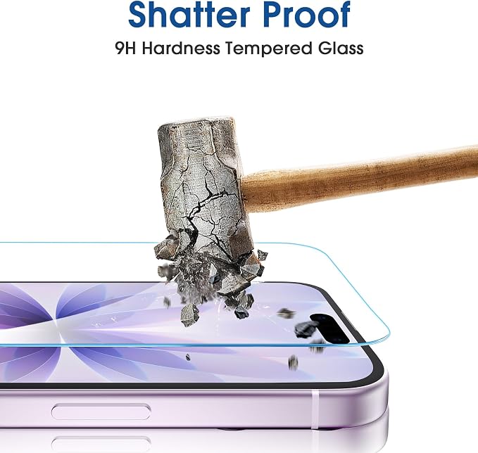 amFilm OneTouch for iPhone 17 Screen Protector 6.3'' Tempered Glass | Auto-Alignment, 30s Install, Bubble Free, Scratch & Drop Protection, HD Clear, Camera Lens Protector, 2+2 Pack (17-6.3'') - Image 4