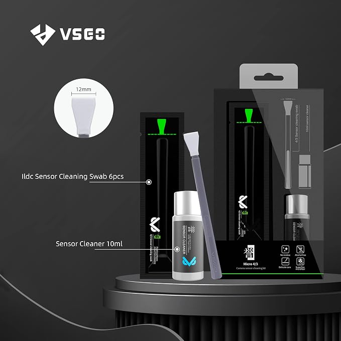 VSGO Micro 4/3 Digital Camera Sensor Cleaning Kit VS-S01-6 | for Nikon Sony Canon CCD CMOS Cleaning, 6 Pcs 12mm Sensor Cleaning Swabs, 10ml Sensor Cleaner - Image 2