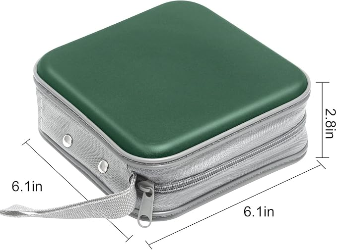 Siveit CD/DVD Cases 40 Capacity Disc Storage Binder for Car(Dark Green) | Holders Wallet Hard Plastic CD/DVD Case for Car Home Office Travel - Image 6