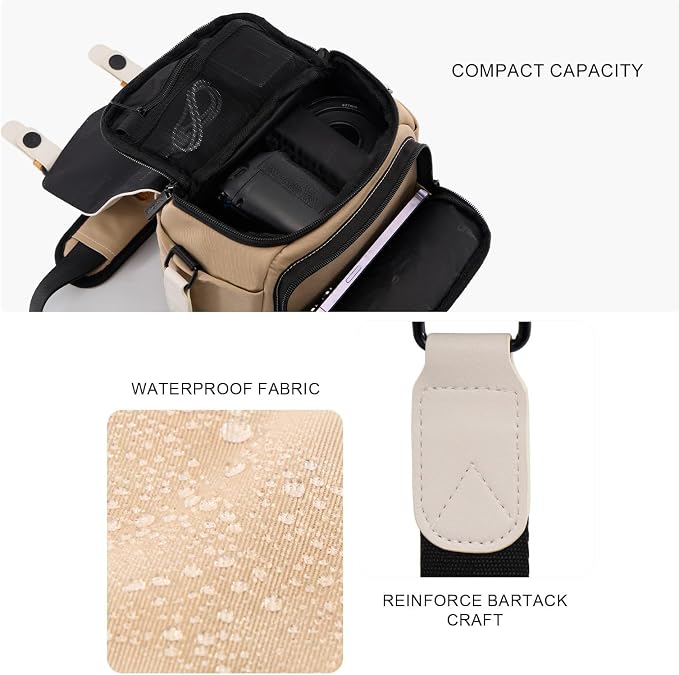 Cwatcun Compact Camera Sling Bag, Small Crossbody Case with Tripod Holder | Camera Messenger Bag, Photography Bag for Canon, Nikon, Sony, Fuji DSLR/SLR/Mirrorless, Lens.Fits 1DSLR+1lens - Image 8