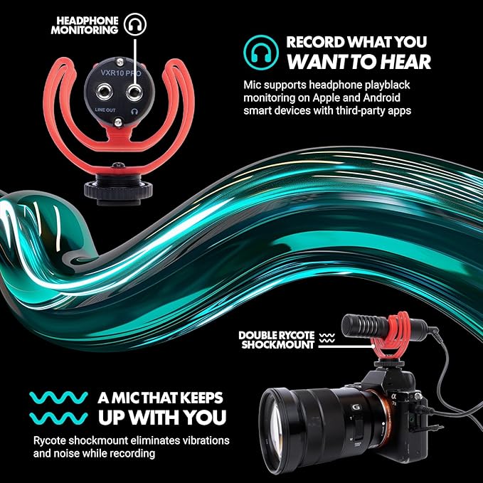 Movo VXR10-PRO Professional Video Microphone for Camera with Rycote Lyre Shock Mount - Shotgun Mic Compatible with DSLR Cameras and iPhone, Android Smartphones - Image 5